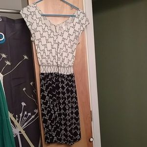 Patterned Black and White Dress
